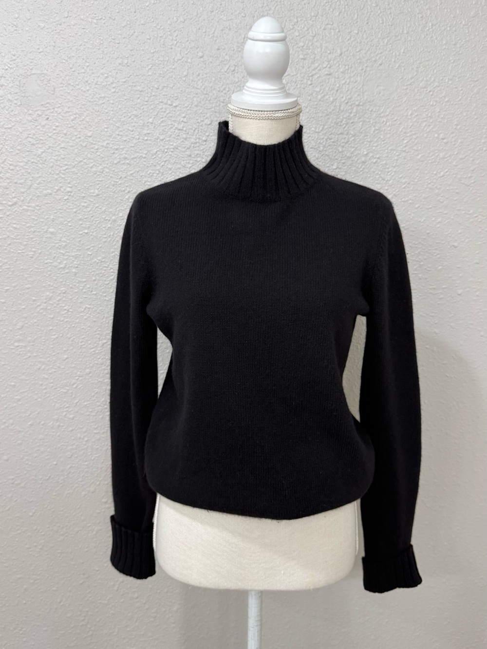 Vintage Lauren Ralph Lauren Black Merino Wool Cashmere Angora Turtleneck P/S